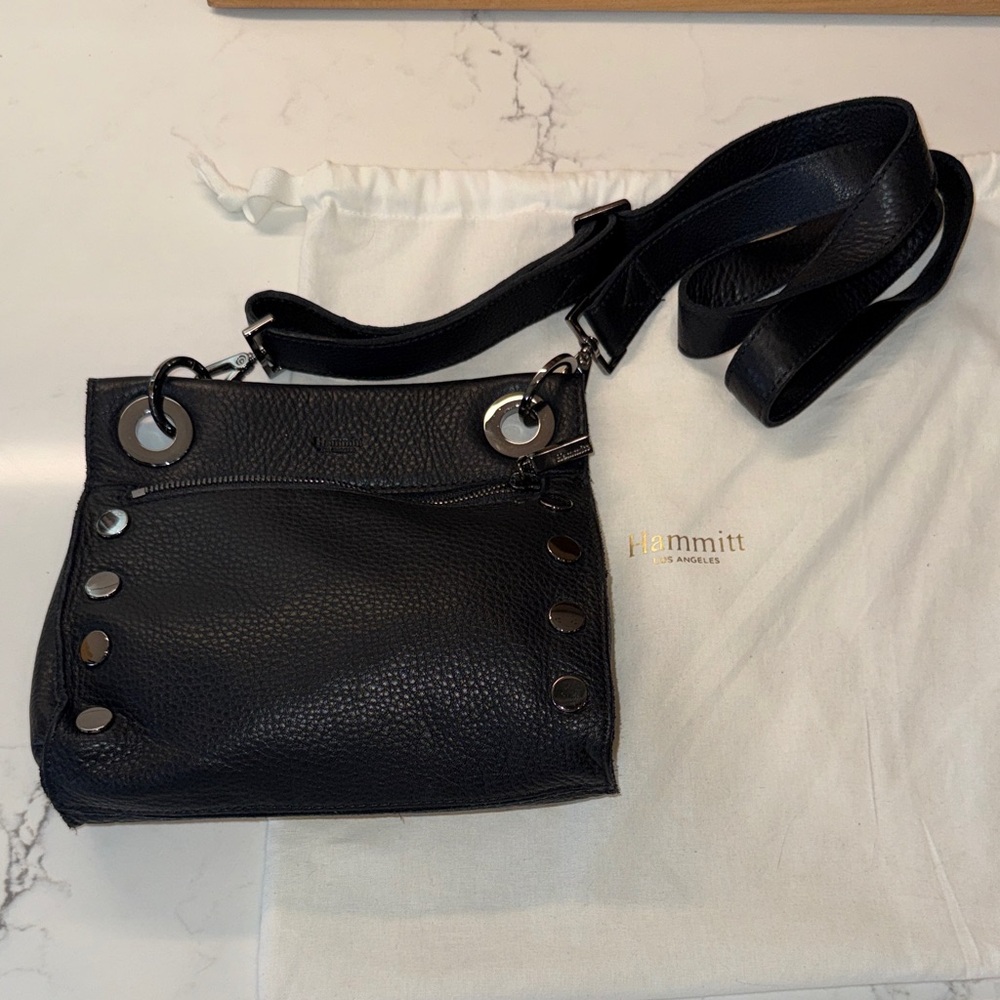 Hammitt Black Leather Crossbody Bag with Gunmetal Accents - Picture 8 of 8